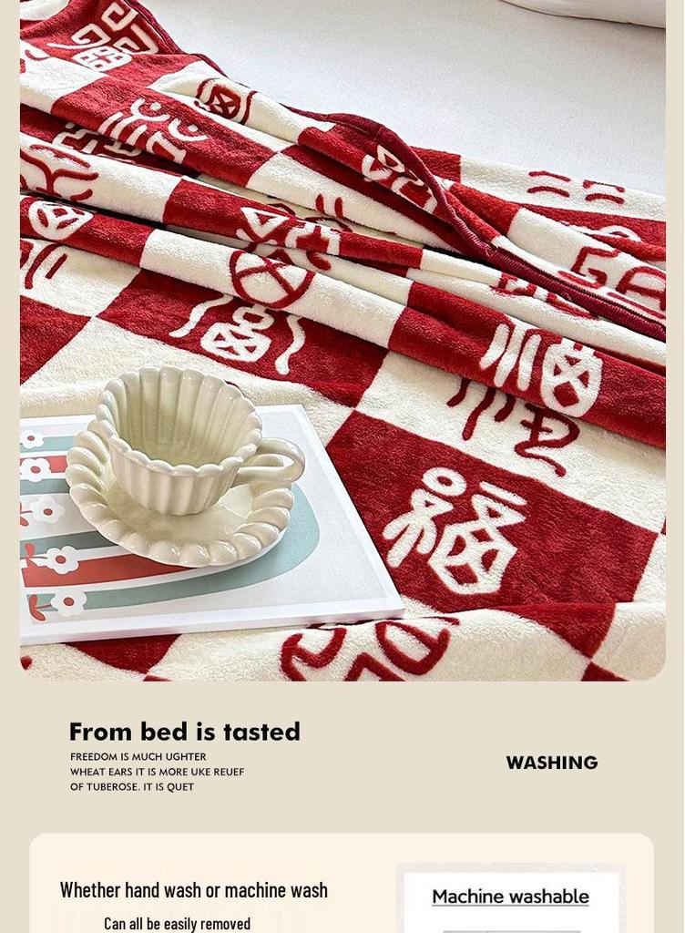 Hundred Blessings Wedding & Engagement Flannel Blanket - Cozy Gift for Office, Air Conditioning, or New Year Celebrations.