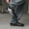 Black casual men's leather shoes Trendy minimalist versatile style Leisure Outdoor Street youth New quality shoes