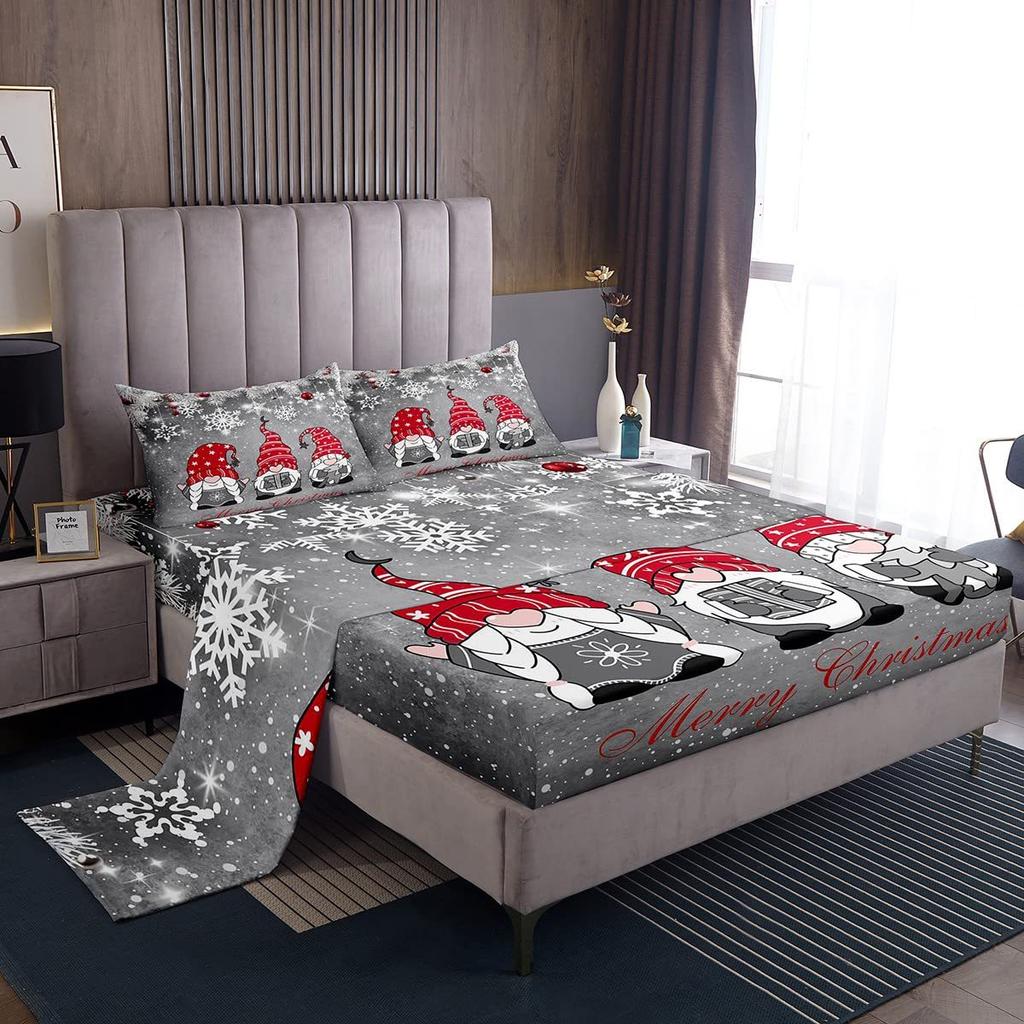 Christmas atmosphere theme pattern mattress four-piece bedding set bedroom dormitory bedding decoration