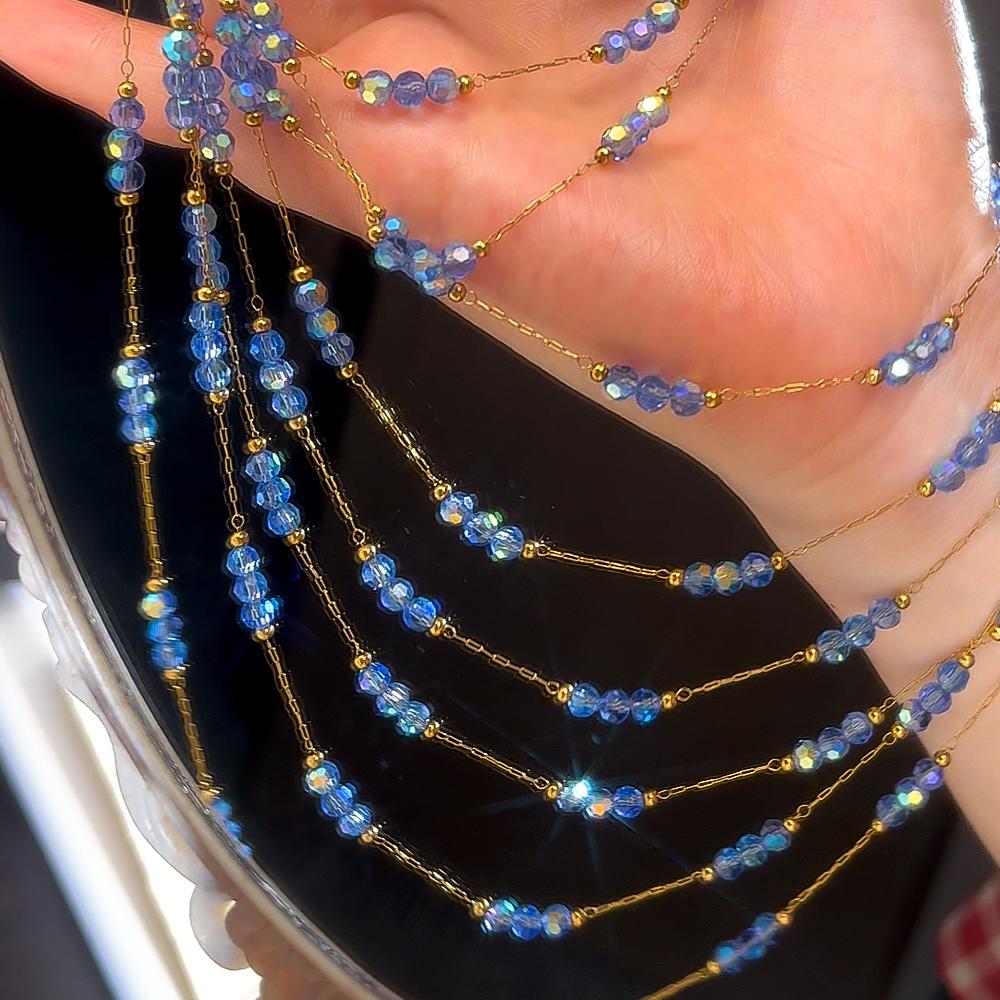1Meter Stainless Steel Green Crystal Beads Bracelet Chains for Jewelry Making DIY Shiny Necklace Jewelry Beaded Chain Supplies