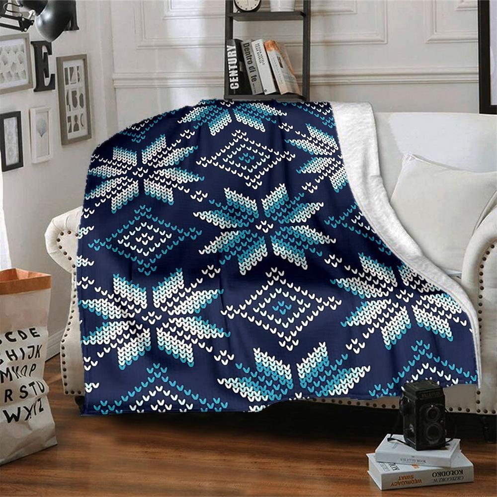 1pc Winter Snowflakes Blanket, Lightweight Flannel Throw Blanket for Sofa, Bed, Travel, Camping, Living Room, Office, Couch053