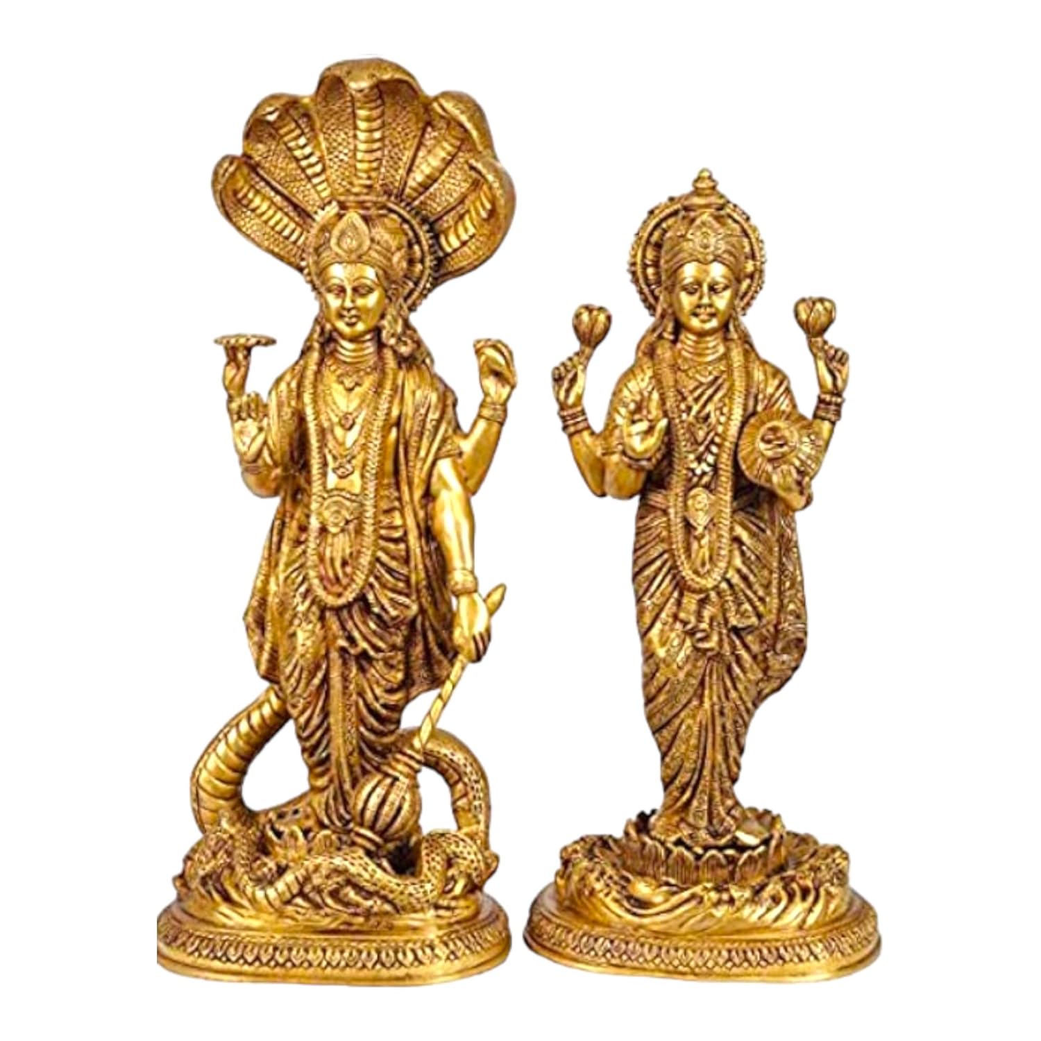 

Ashtadhatu Brass Shri Lakshmi Narayan Idol, Religious, Gold, Brass - 4 Inch