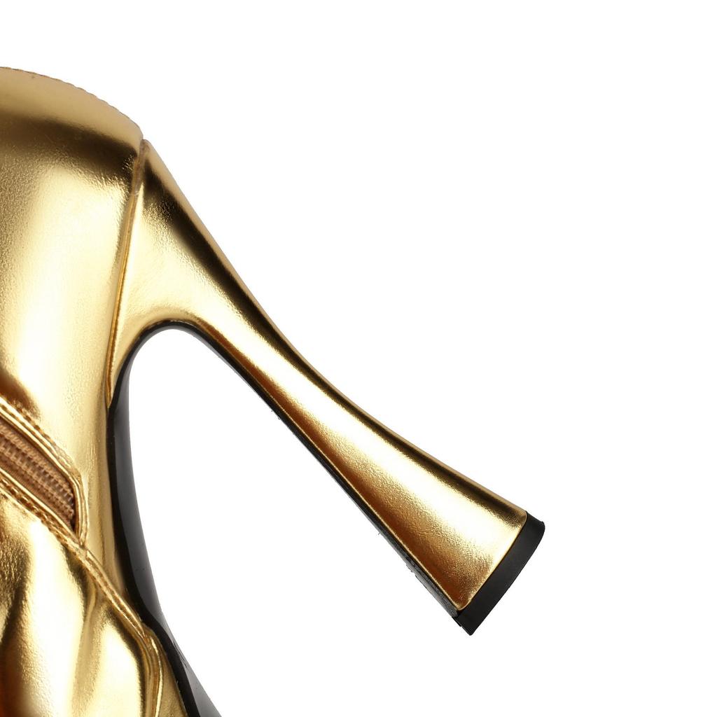 Women's Stretchy Slimming Gold/Silver Super High Heel Platform Over-the-Knee Boots for Runway Show