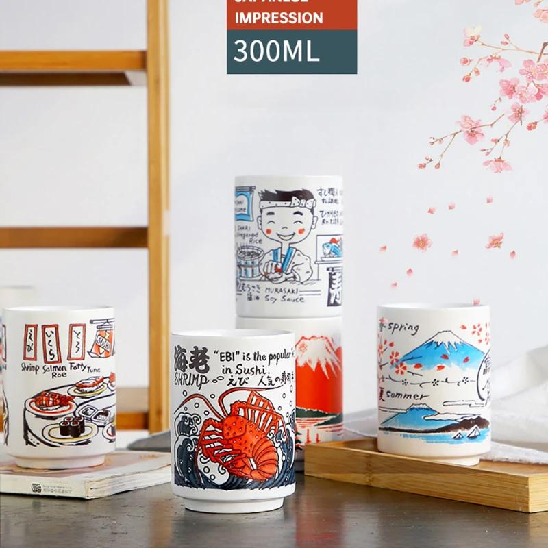 Japonské Impresionistické Keramické Hrnky 300ml Čaj Víno Sushi Saké Šálek Vtipná Dekorace Rodinné Restaurace Cestovní Dárek pro Přátele