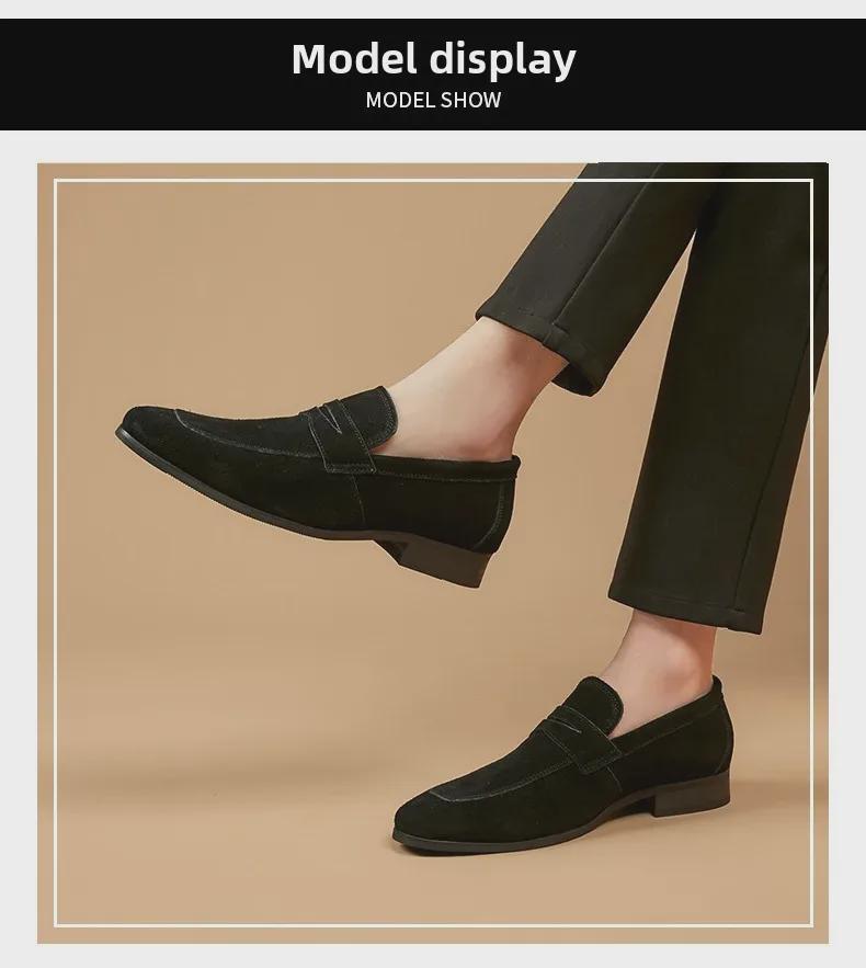 Men's Japanese-Style Suede Loafers: Summer Slip-On, Business Formal, Frosted Leather