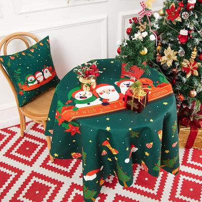 Multi-purpose Christmas Cotton and Linen Tablecloth Small Round Table Long Table Cover Cloth Festive Red New Year Atmosphere Tea Table Cloth