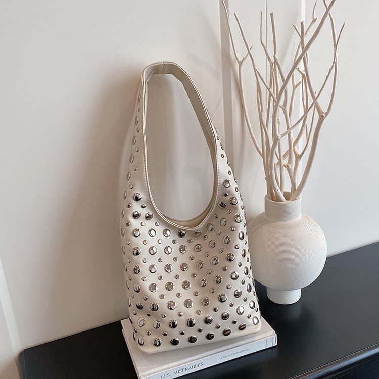Metal Rivet Tote Bag Women's Shoulder Underarm Bag