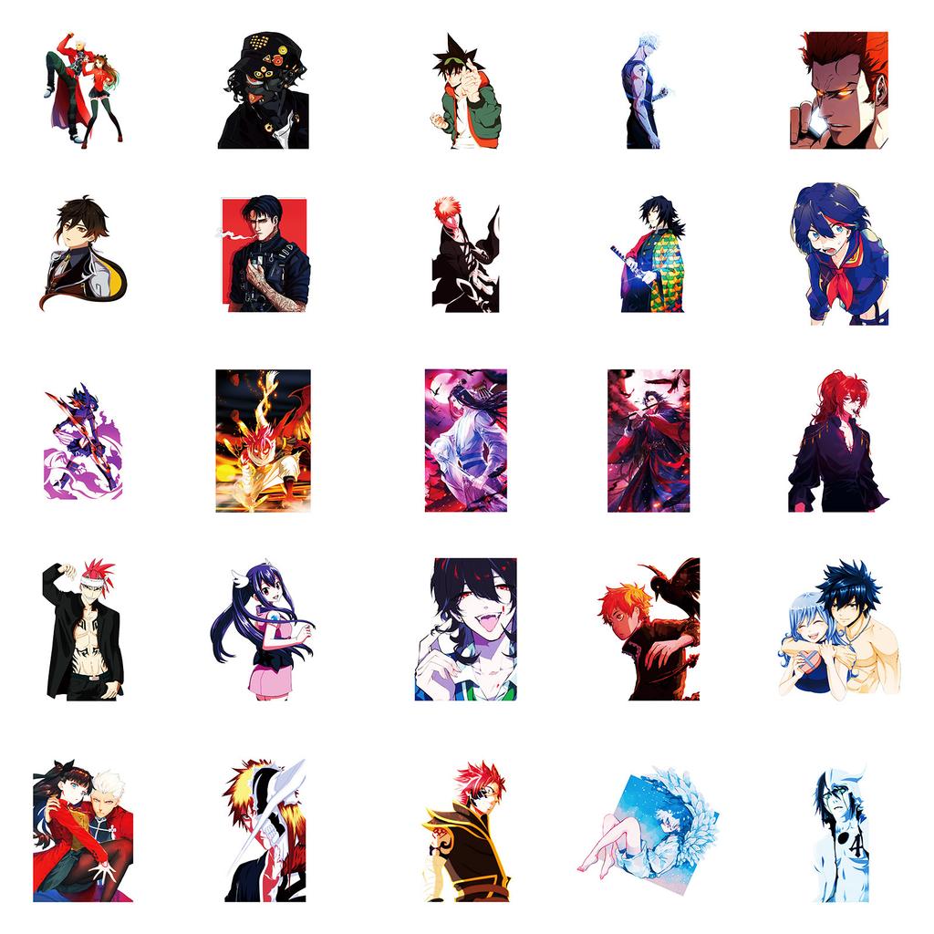 50 Two-Dimensional Japanese Animation Series Graffiti Stickers Blue-Haired Teenager Decorative Stickers