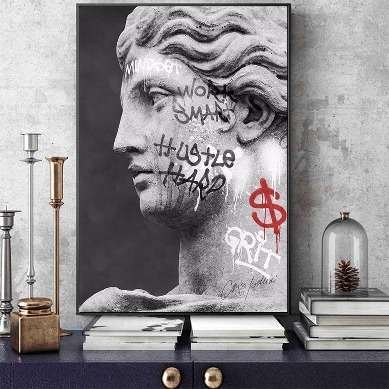 Rzeźba Davida Statua Malarstwo olejne Nowoczesne graffiti Sztuka Plakat i wydrukowany obraz ścienny do salonu