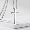 New Titanium and Steel Smooth-faced Cross-shaped Men's Necklace, Hip-hop Versatile Long-sleeved Sweater Chain Pendant Accessory
