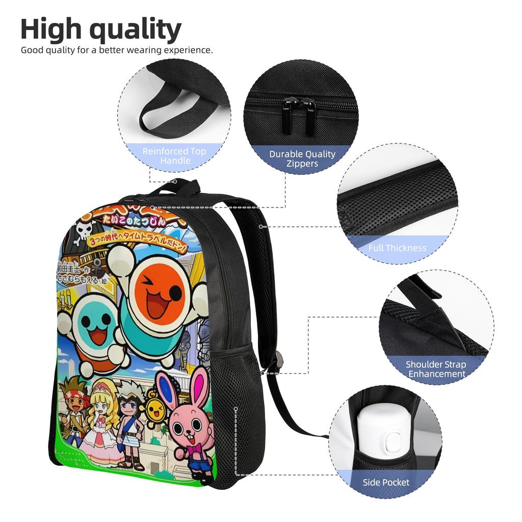 Taiko No Tatsujin Backpack Outdoor Style Backpacks Student Custom Durable School Bags Modern Rucksack
