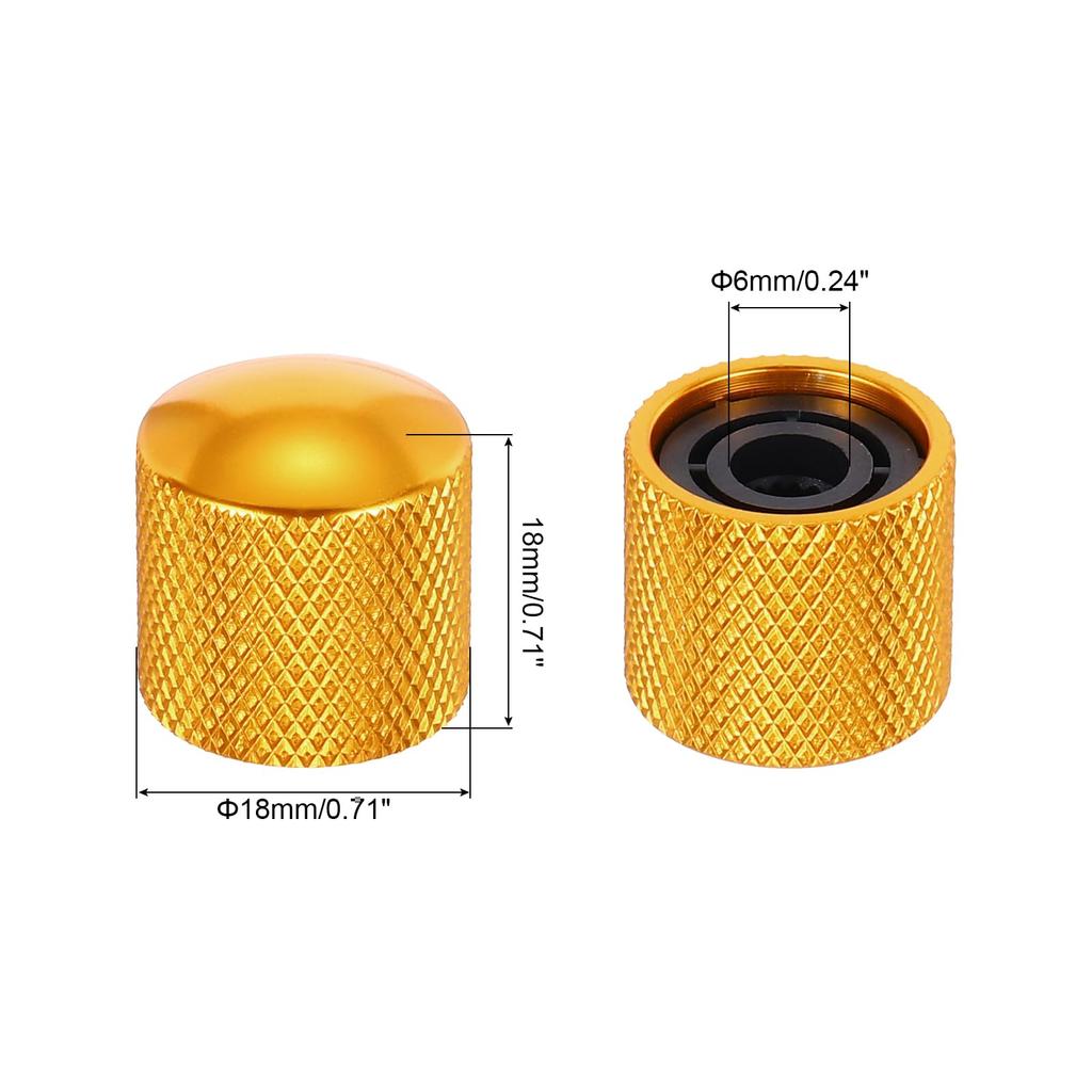 uxcell 2pcs Aluminum Guitar Knob Shaft Control Knob Gold Finish CNC Machined Serrated Design Electric Guitar Bass Audio Tuning Replacement Knob