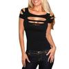 Women Sexy Off Shoulder Cut Out Slim Fit Short Sleeve T Shirt Casual Top