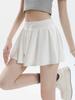 Jupe courte ample décontractée avec cordon de serrage, style Preppy, taille élastique, pour le yoga, la course à pied, respirante, coupe trapèze
