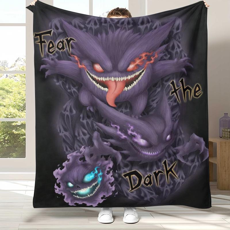 

Gengar Pokemon Cartoon Ectoplasma Flannel Blanket,Ultra Soft Warm Plush Throw for Home Bedroom Bed Sofa Cover Picnic gift 75x90cm