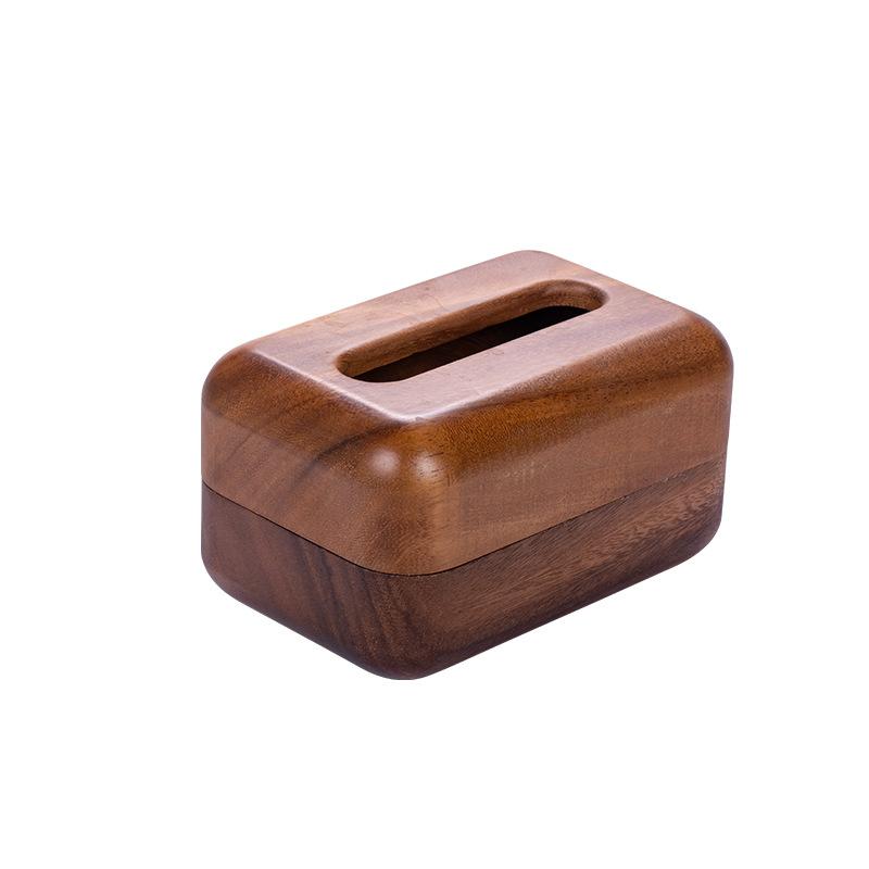 Walnut Tissue Box, Light Luxury Wooden Living Room Coffee Table, Desktop Pumping Box, Creative Solid Wood Storage Box