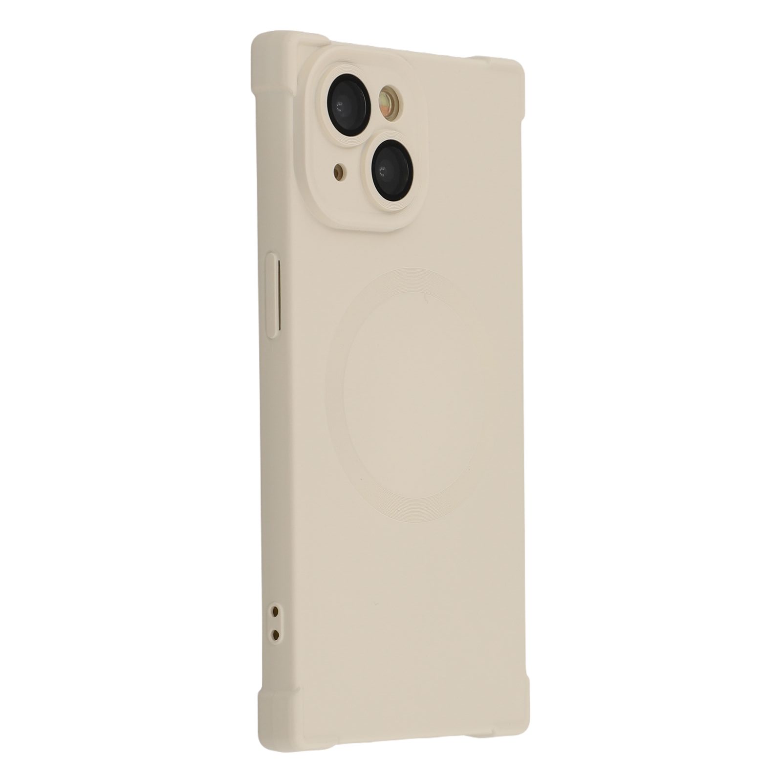 

For iPhone 14 Case Compatible with MagSafe Straight Edge TPU Phone Cover with Camera Lens Protector Beige