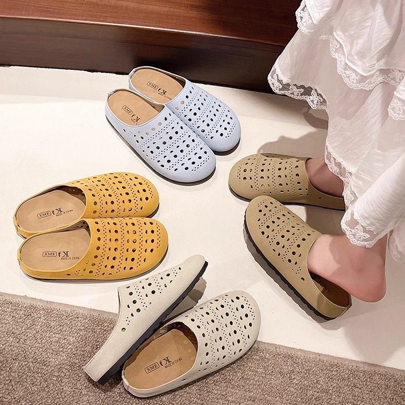 Dopamine Niche Hollow Birkenstock Slippers Women's Wear New Autumn Thick-soled One-pedal Bag Head Half Slippers