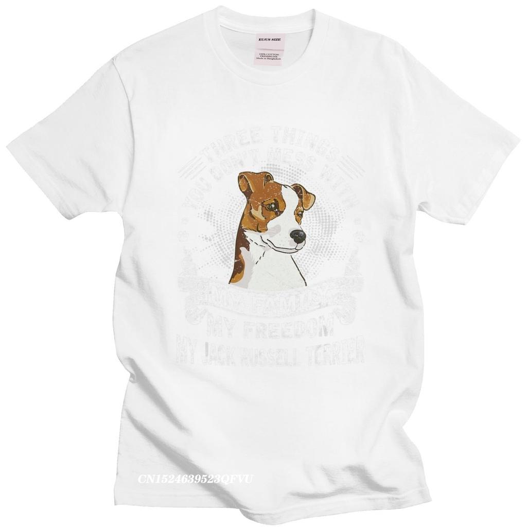Retro Jack Russell Terrier Tshirt Three Things You Dont Mess With Oversized Cotton TShirt Aesthetic Dog Owner Camisa Tee Shirt
