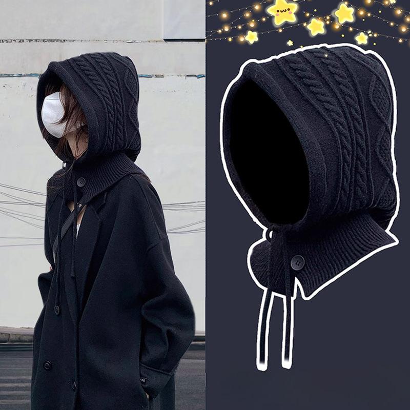 Căciulă Balaclava Stil Coreean de Iarnă pentru Femei Nouă la Modă și Versatilă Protecție Gât Protecție Împotriva Frigului Căciulă Tricotată Îngroșată și Călduroasă