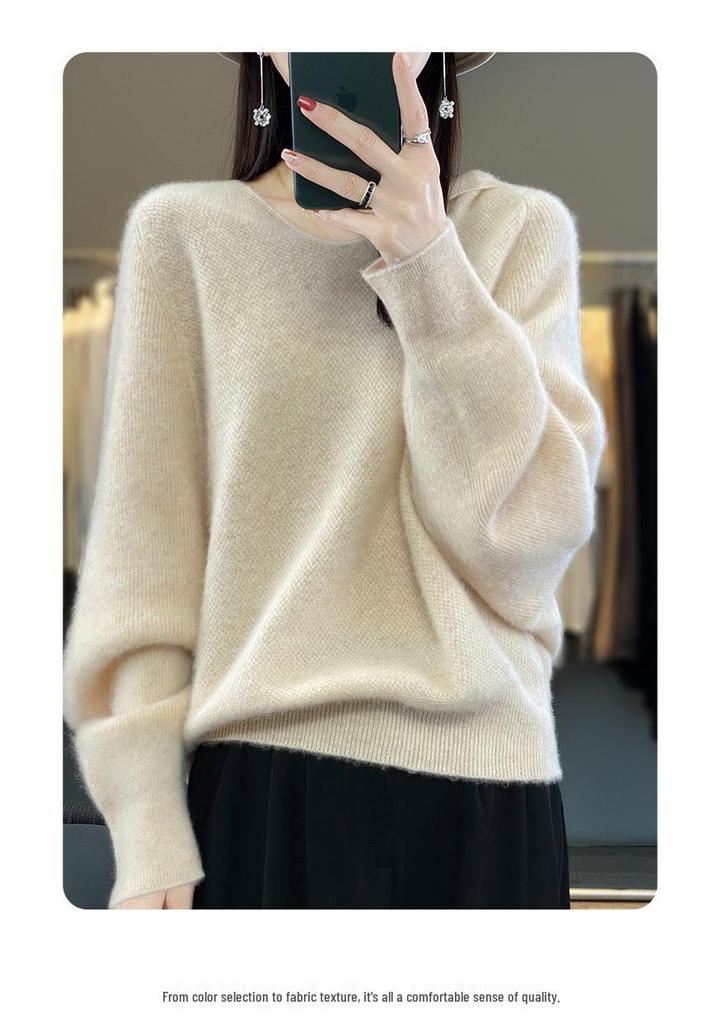 Women's Soft V-neck Sweater - 2026 Autumn/Winter Loose Knit Long Sleeve Pullover Top