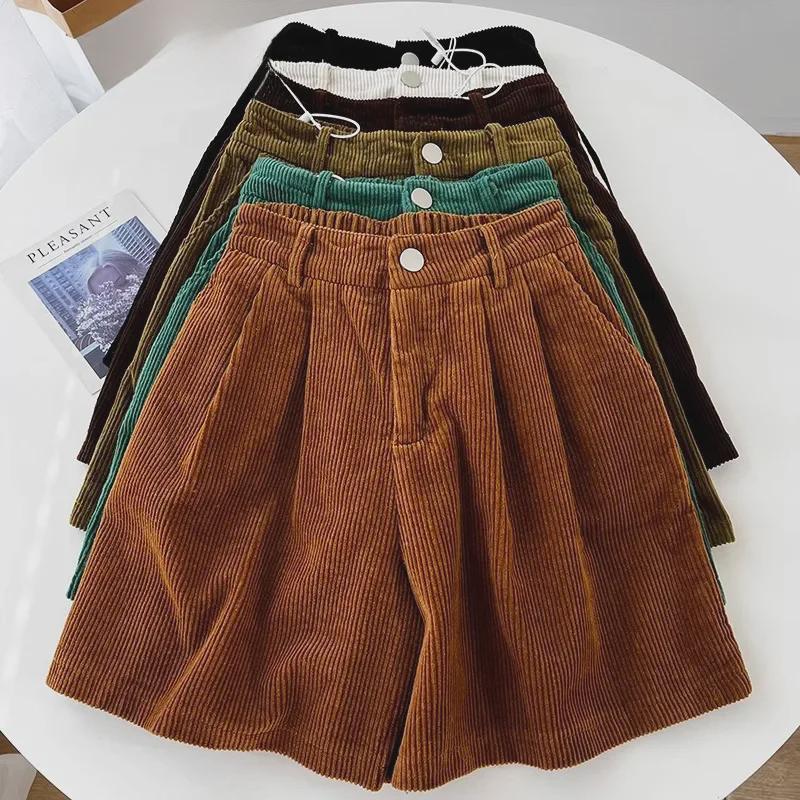 Women's High Waist Retro Corduroy A-Line Shorts - 2023 Autumn/Winter Collection