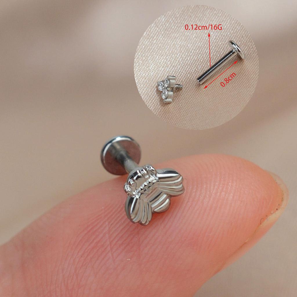 1PC Titanium Stainless Steel Earrings Tiny Butterfly Leaf Flat Rook Lobe Cartilage Snug Helix Couch Tragus Labre Piercing 16G