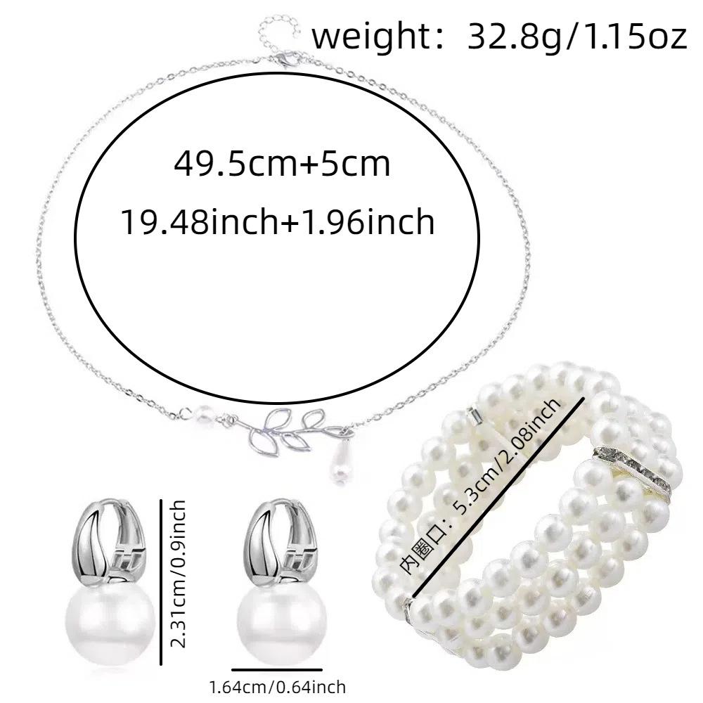 New creative fashion simple French leaf pearl water drop pendant collarbone chain small fresh necklace set