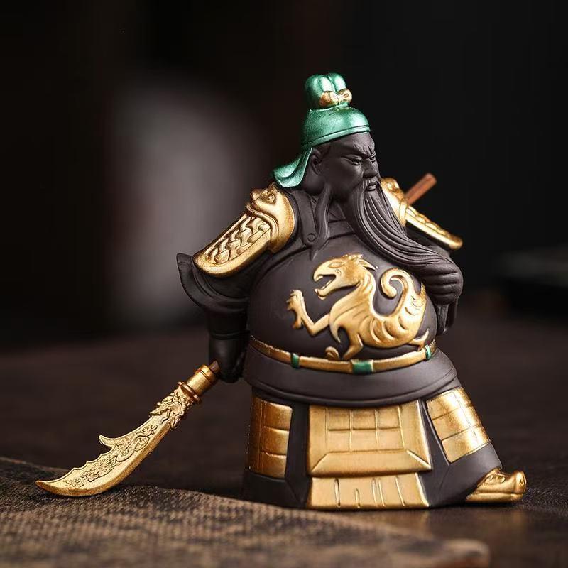 Ceramics God of WealthGuan Gong sculptures and figurines Chinese historical figures Home Room Office Wealth Luck Feng Shui Decor