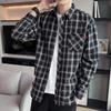 Męska koszula flanelowa w kratę z krótkim rękawem - Europejski i Amerykański styl casual