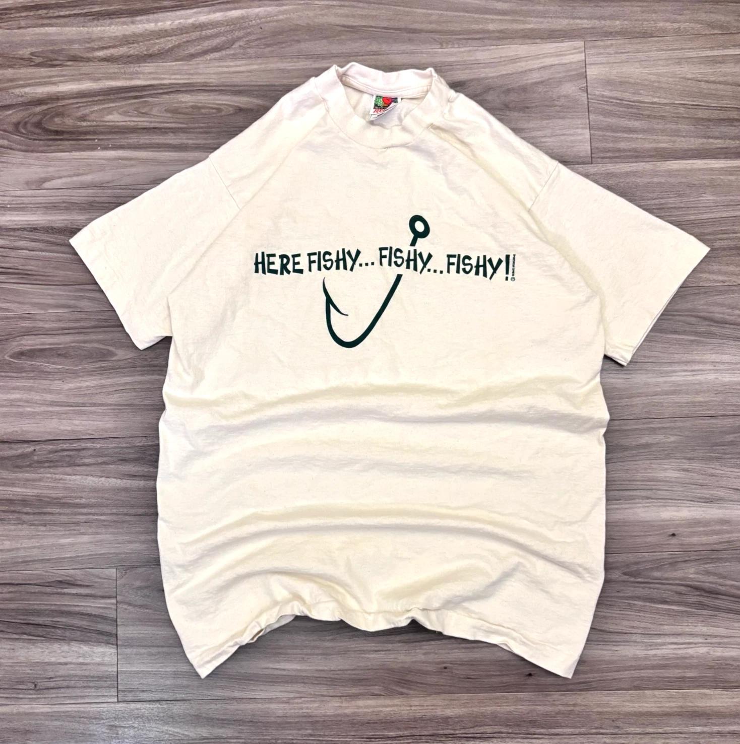 Y2K / Vintage Here Fishy...Fishy..Fishy! T-shirt Single Stitch USA Made Size L S