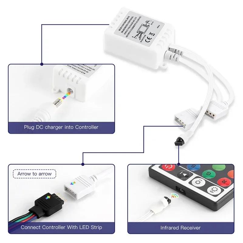 DC 12V LED Controller Single Dual Wire Output Panel Controller 44key IR Remote Controller for RGB 5050 3528 SMD LED Strip Light