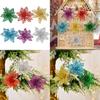 Vibrant And Festive Christmas Scene Decorations Set Of Six Hollow Plastic Flowers