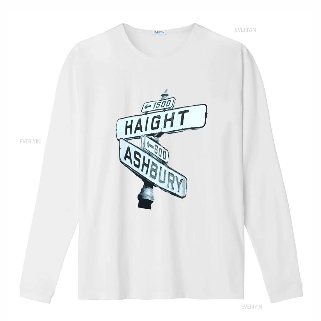 Haight Ashbury Street Sign San Francisco Pre Shrunk 100 Cotton Hand Screened T Shirt Vintage Washed Stylish Streetwear