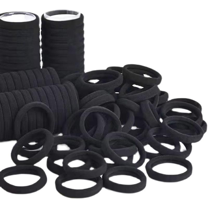 Black High Elasticity Hair Tie - Durable Leather and Rubber Band for Women and Girls