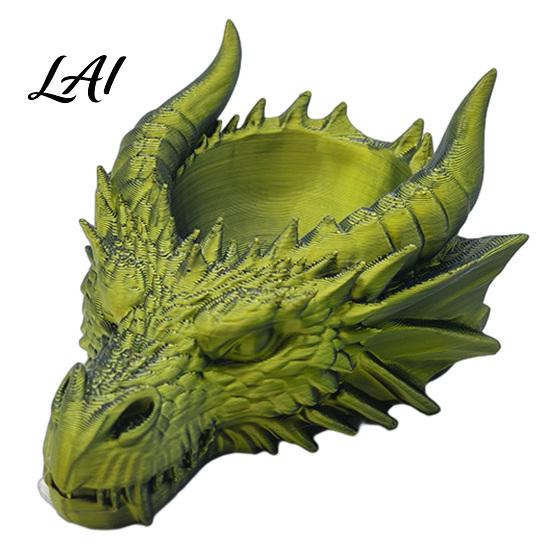 Gotisches Geschenk für Männer Dunkler Drachenkopf Aufbewahrungsschale Stil 3D-Druck Detaillierte Steintextur Schalenorganisator Fantasy-Ornament Schlüssel und Schmuck Geschnitzt