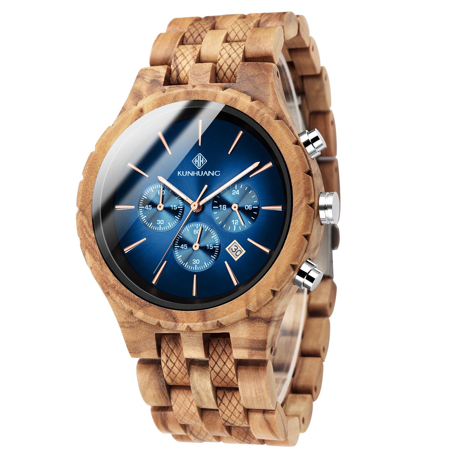 

2021 Men s Minimalist Multifunctional Wooden Fashion Watch