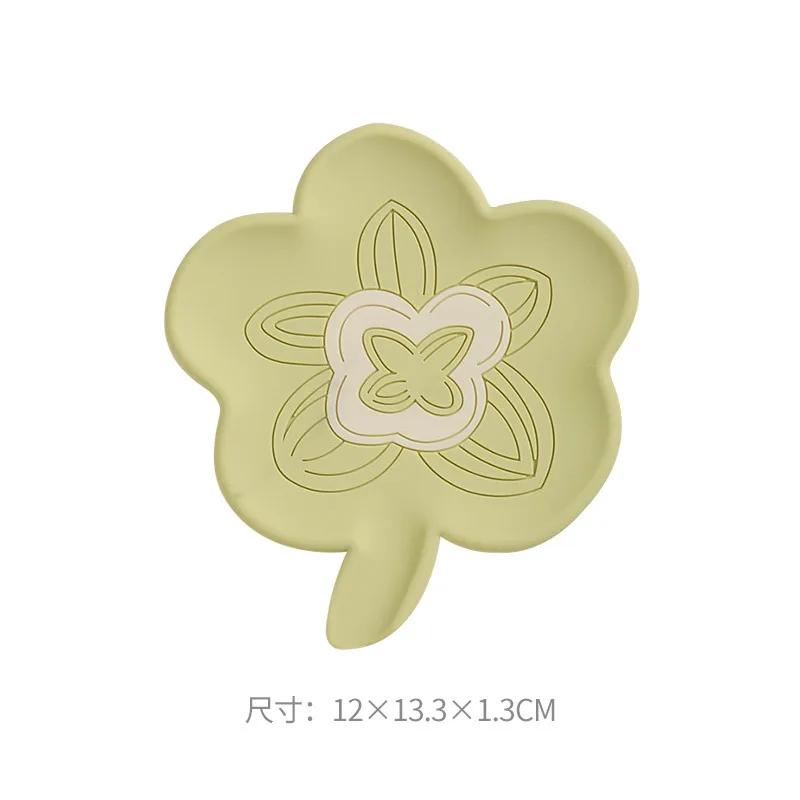 

Flower Shaped Silicone Soap Box Household Anti Slip Portable Bathroom Accessory Storage Rack Creative Household Soap Storage Box 1pc зелёный