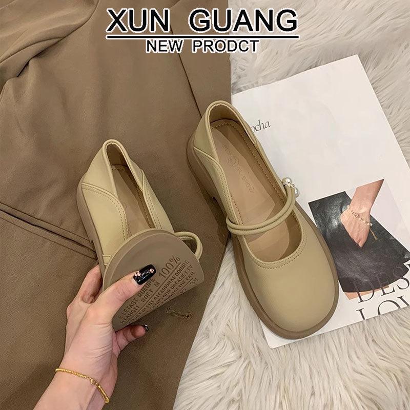 Leather Mary Jane Single Shoes Women's 2025 New Spring and Summer French Evening Gentle with Skirt Flat Loafer Small Leather Shoes