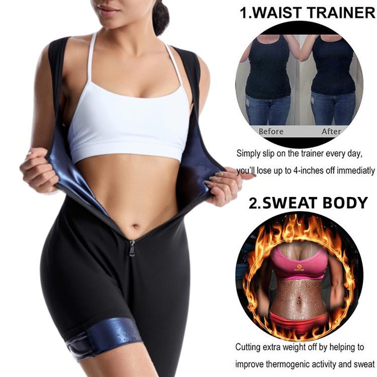 Dámské fitness body a tvarující vesta podporující pocení