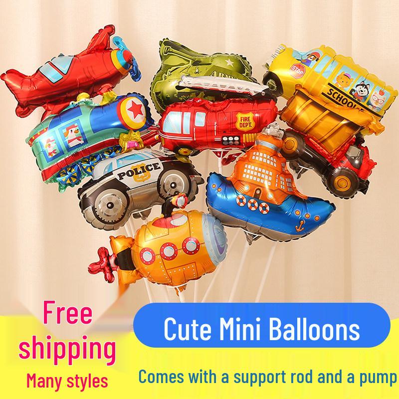 Mini Car Animal Aluminum Foil Balloons with Sticks for Night Market Stalls and Children's Gifts