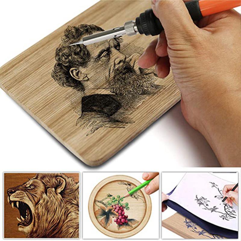 86-Piece Wood Burning Kit: 60W Adjustable Temperature Soldering Iron Set with Embossing, Carving, and Colored Pencils