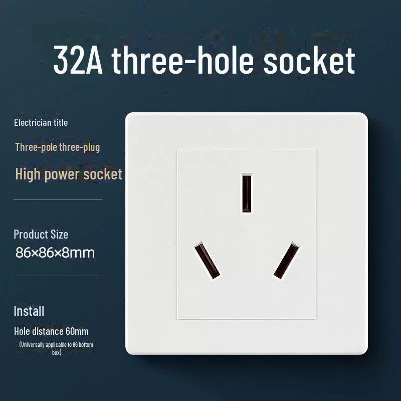 Suure võimsusega 86 tüüpi kliimaseadme pistikupesa, 20A koos lülitiga ja 25A kolmefaasiline neljajuhtmeline paneel