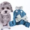 Summer Denim Pet Dress with Bow Button Flower Design Soft Dog Cat Halter Dress for Yorkies Pomeranians Shih Tzus Maltese And Poodles