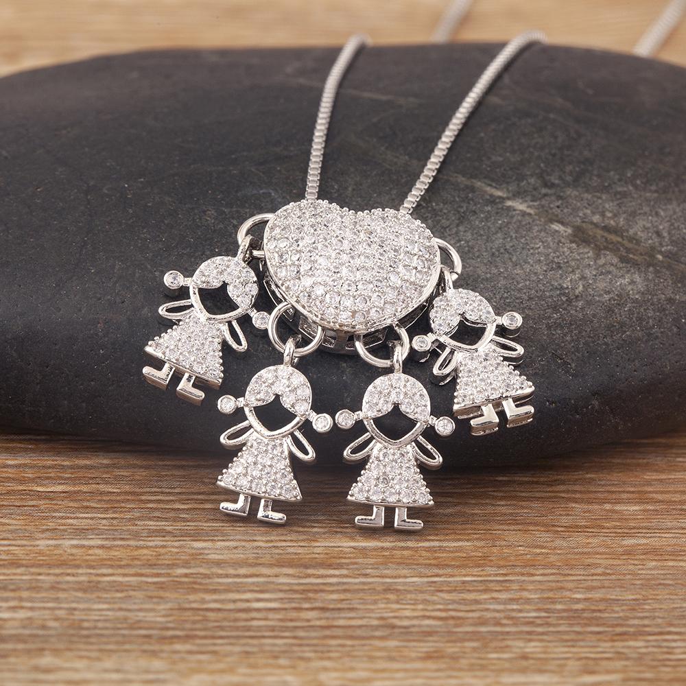 AIBEF Trendy Boy/Girl Pendant Necklaces Women Charm Cute Chain Choker Heart Family Jewelry Son/Daughter Birthday Gifts