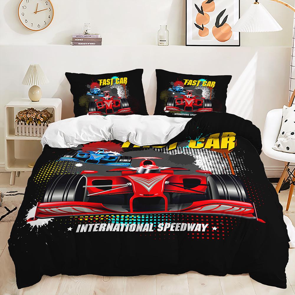 Three-Piece Racing Off-Road Vehicle Quilt Cover Two-Piece Bedding Kit For Boys