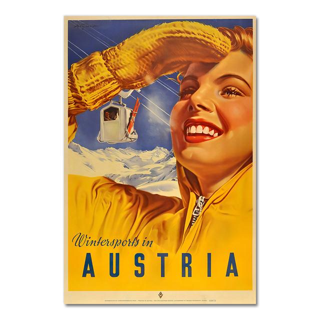 Ski In Austria Country Cable Car Vintage Travel Posters Canvas Painting Kraft Poster Coated Wall Sticker Home Decoration Gift No Frame