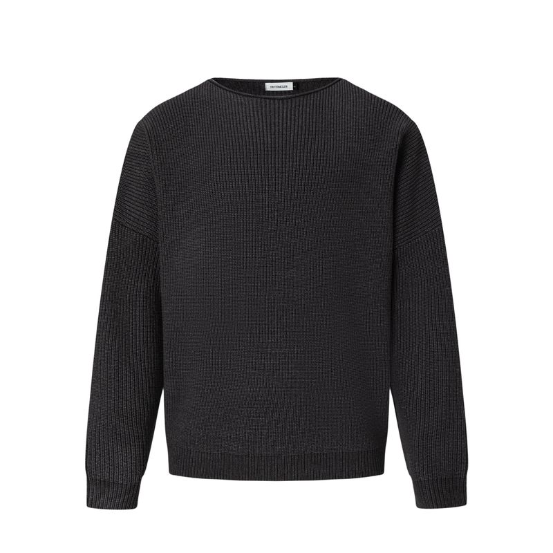 Madwitch Simple Textured Commuter Long-Sleeve Knit Top for Men and Women, Loose Casual Versatile Couple Sweater Trendy
