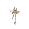 Butterfly Tassel Brooch with Natural Shell and Gold-Plated Zircon Pin Pearl Corsage