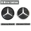 Calandre avant 3D Miroir Étoile Emblème Logo Noir Brillant et Argent Chrome Pour Mercedes Benz Classe E W213 2016-2020 E200 E2